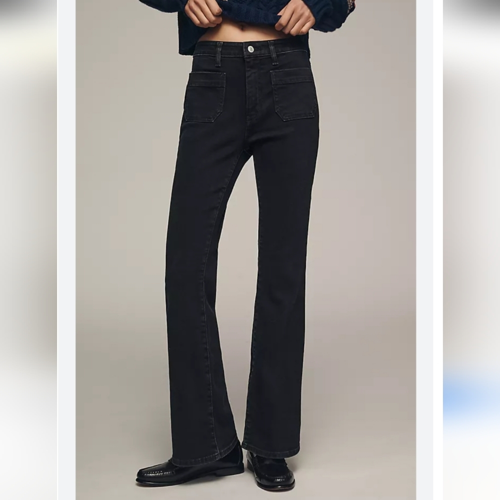 Anthroplogie Pilcro The Icon Black Flare Jeans Mid-Rise Edition Women's Size 27